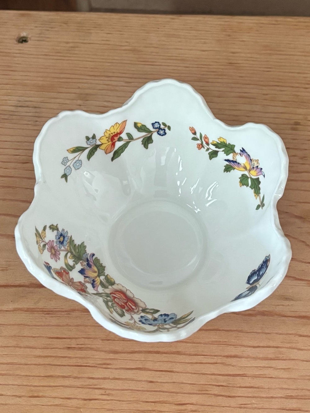Aynsley White Floral Bone Bowl-5” diameter